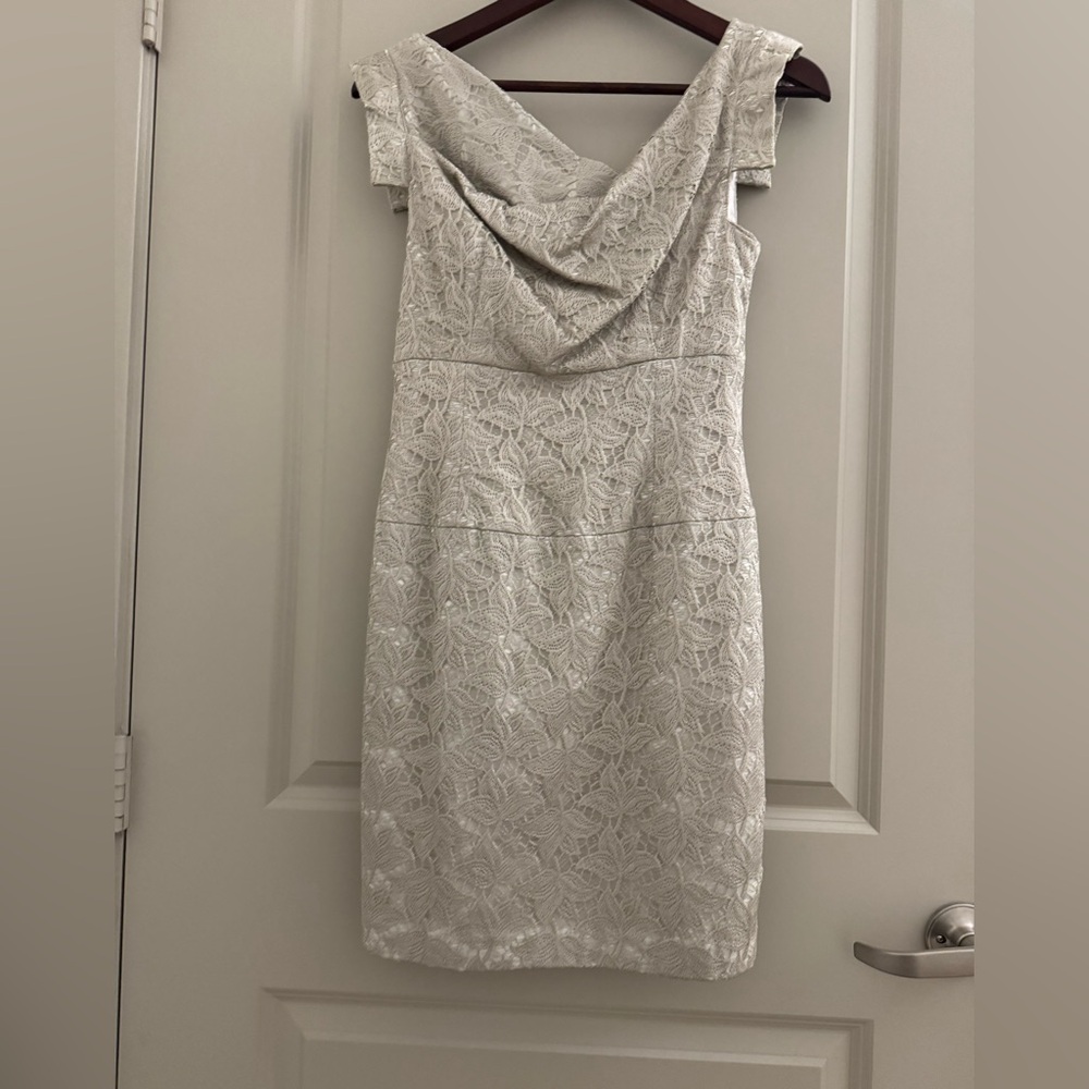 Black Halo Strapless Lace Dress in Cream